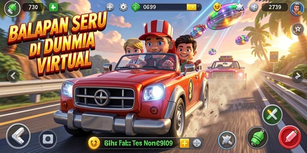 Screenshot permainan 2739 yang menunjukkan balapan seru di lintasan.