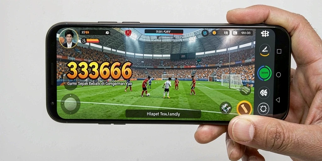 Screenshot gameplay 333666 menampilkan aksi sepak bola yang mendebarkan.