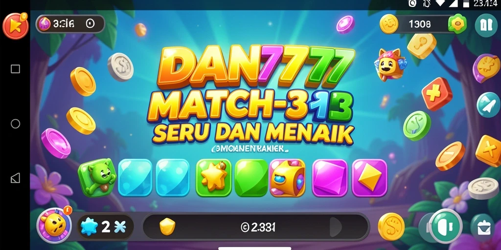 Tangkapan layar gameplay seru DAN777 dengan momen mencocokkan item Match-3.