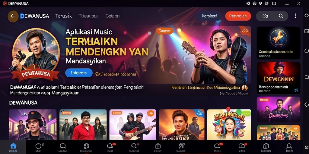 Screenshot gameplay DEWANUSA yang menampilkan pilihan lagu dan fitur-fitur menarik.