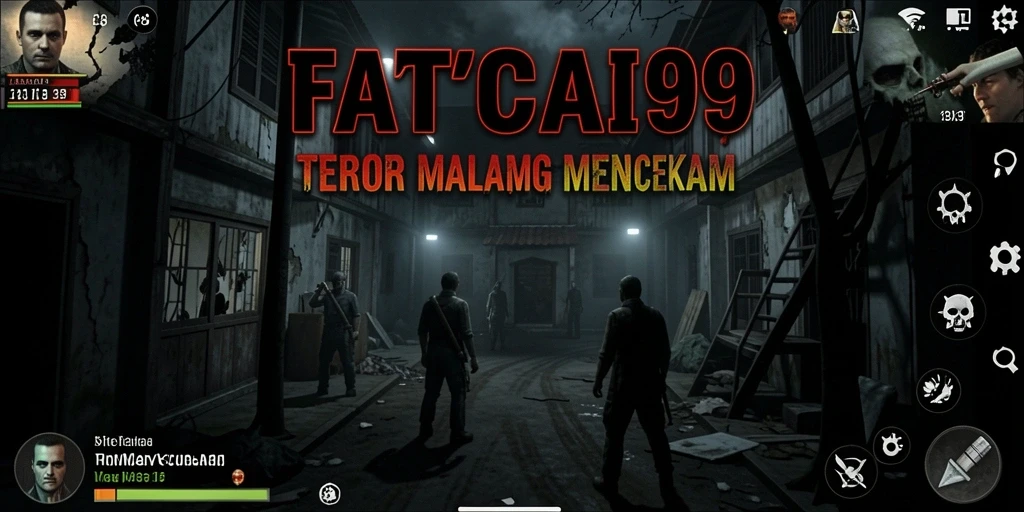 Screenshot gameplay FATCAI99 dengan suasana mencekam dan karakter menyeramkan.