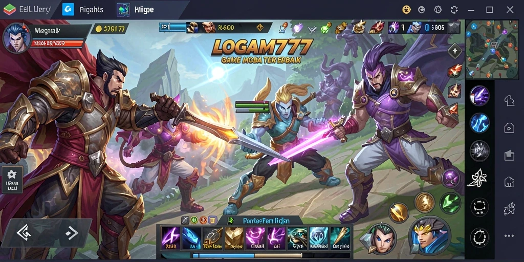 Tampilan gameplay seru dalam LOGAM777 saat pertarungan tim.