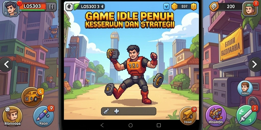 Screenshot utama LOS303 menampilkan karakter berkembang dalam gameplay Idle yang santai.
