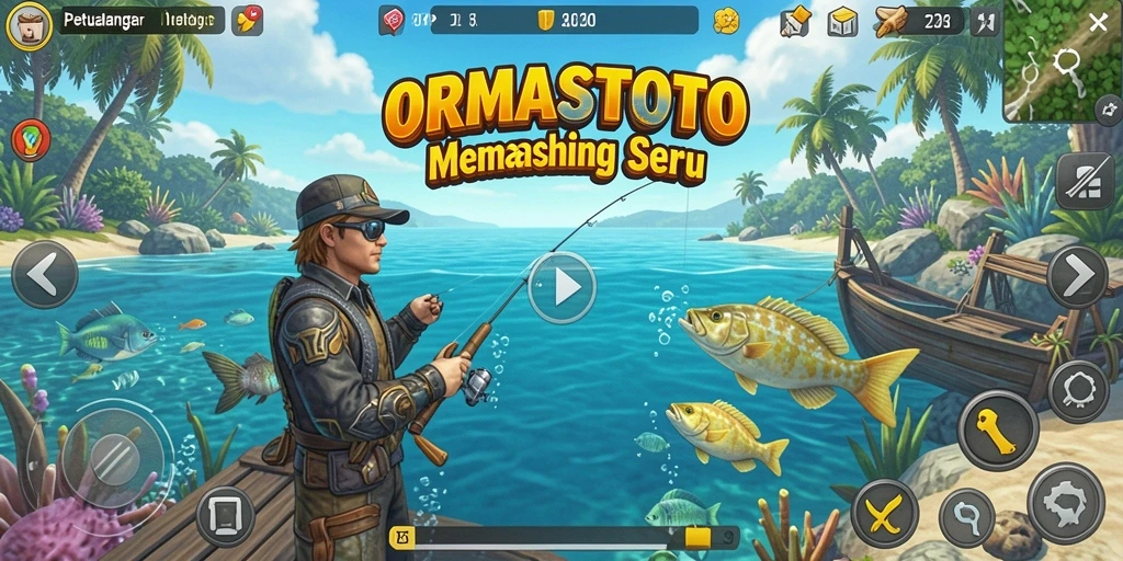 Tampilan menarik dari gameplay memancing di ORMASTOTO.