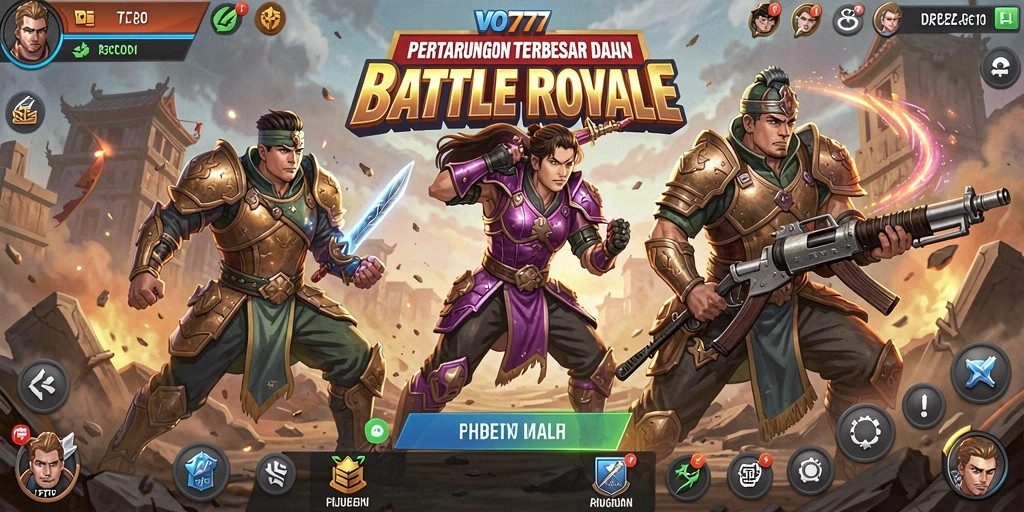 Tampilan gameplay VO777 yang intens dalam pertempuran Battle Royale.