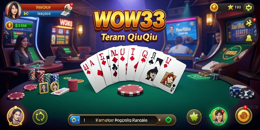 Tampilan gameplay <strong>WOW33</strong> dengan kartu QiuQiu yang menegangkan.